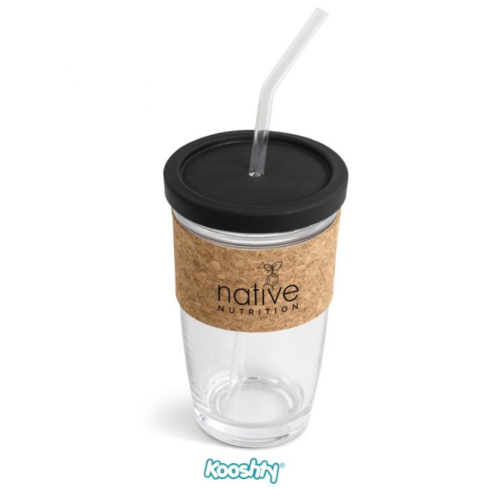 Kooshty Kork Glass Smoothie Kup & Straw - 480Ml - Image 3