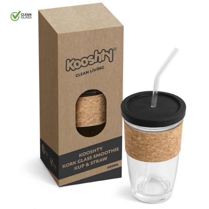 Kooshty Kork Glass Smoothie Kup & Straw - 480Ml - Image 4