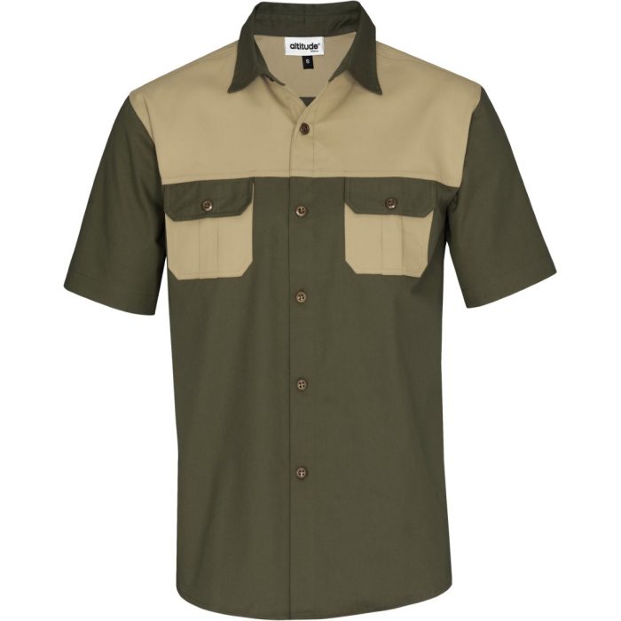 Mens Short Sleeve Serengeti 2-Tone Bush Shirt - Image 2