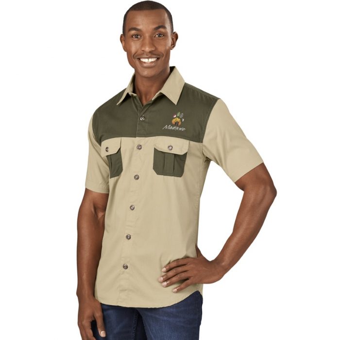 Mens Short Sleeve Serengeti 2-Tone Bush Shirt - Image 8