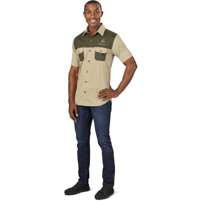 Mens Short Sleeve Serengeti 2-Tone Bush Shirt - Image 9