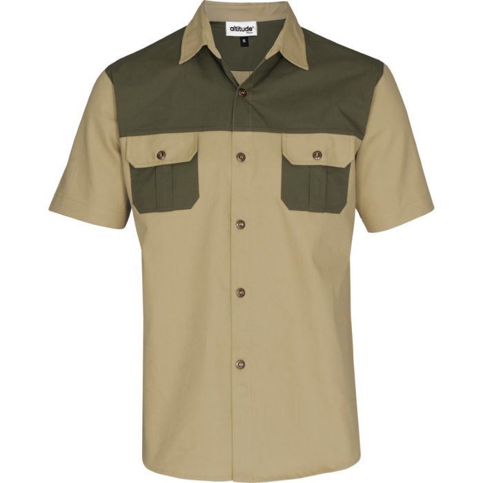 Mens Short Sleeve Serengeti 2-Tone Bush Shirt - Image 6