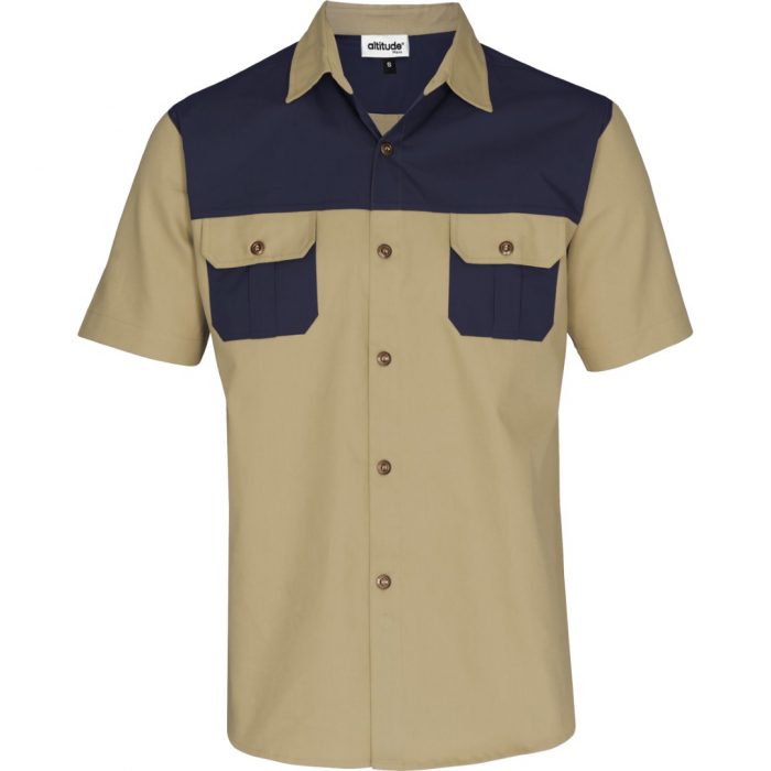 Mens Short Sleeve Serengeti 2-Tone Bush Shirt - Image 5