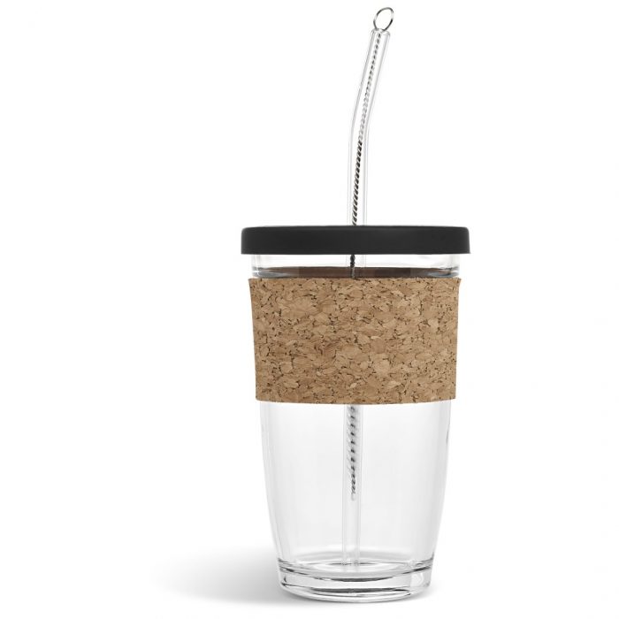 Kooshty Kork Glass Smoothie Kup & Straw - 480ml - Image 4