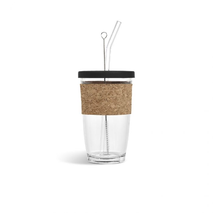 Kooshty Kork Glass Smoothie Kup & Straw - 480ml